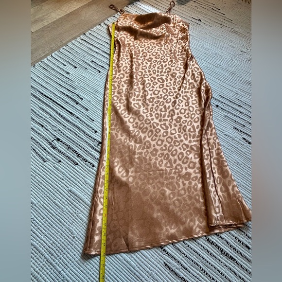 Woven Cowl Midi Dress in Leopard - Picture 4 of 8